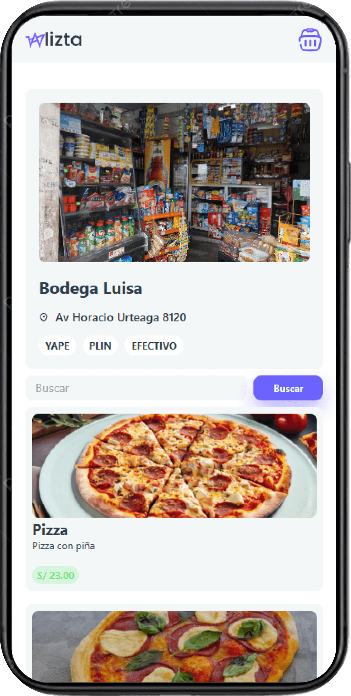 Celular mostrando Alizta